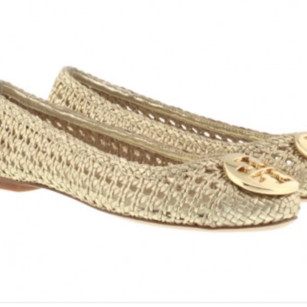 Tory Burch ‘Reva’ Gold Ballerina Flats